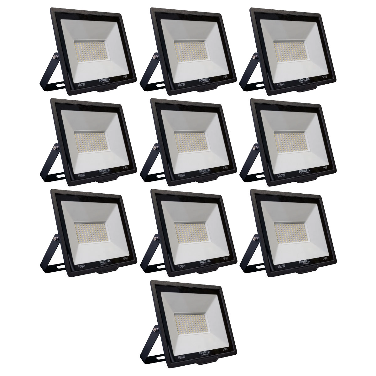 Kit 10 Refletores De Led 100w Fortled