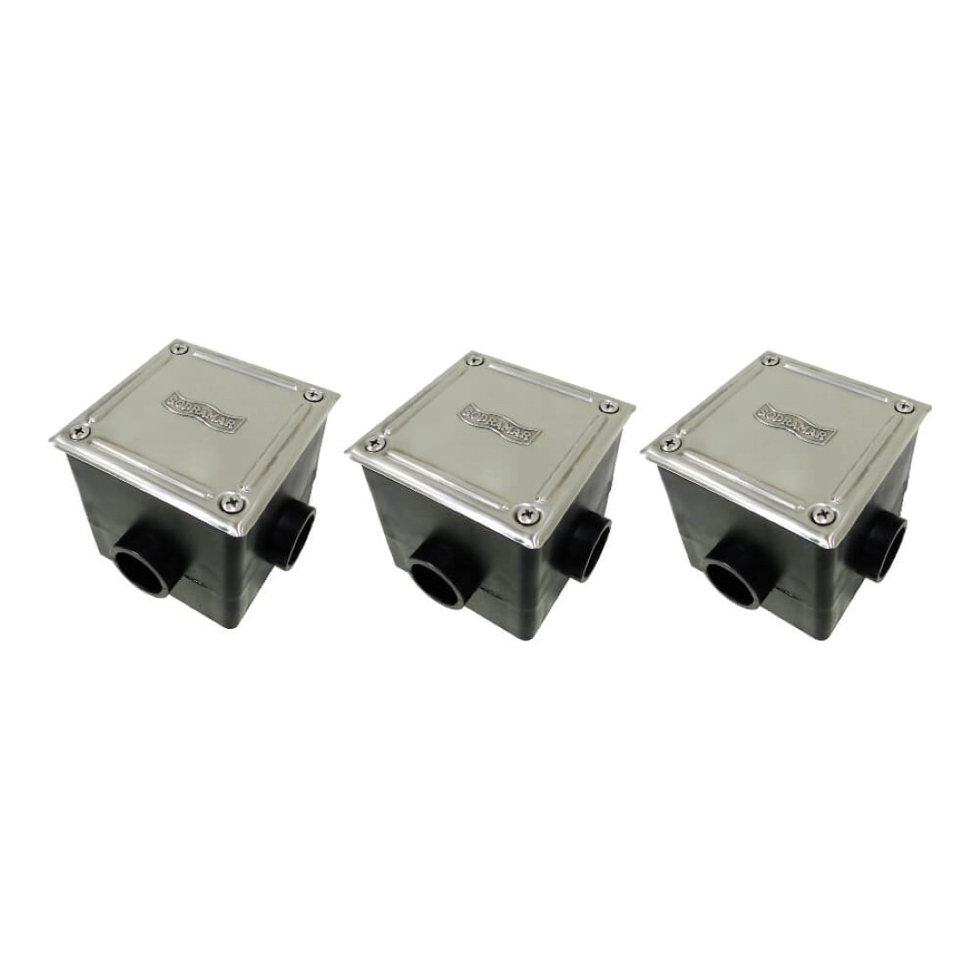 Kit 3 Caixa De Passagem Led Piscina Tampa Inox - Sodramar