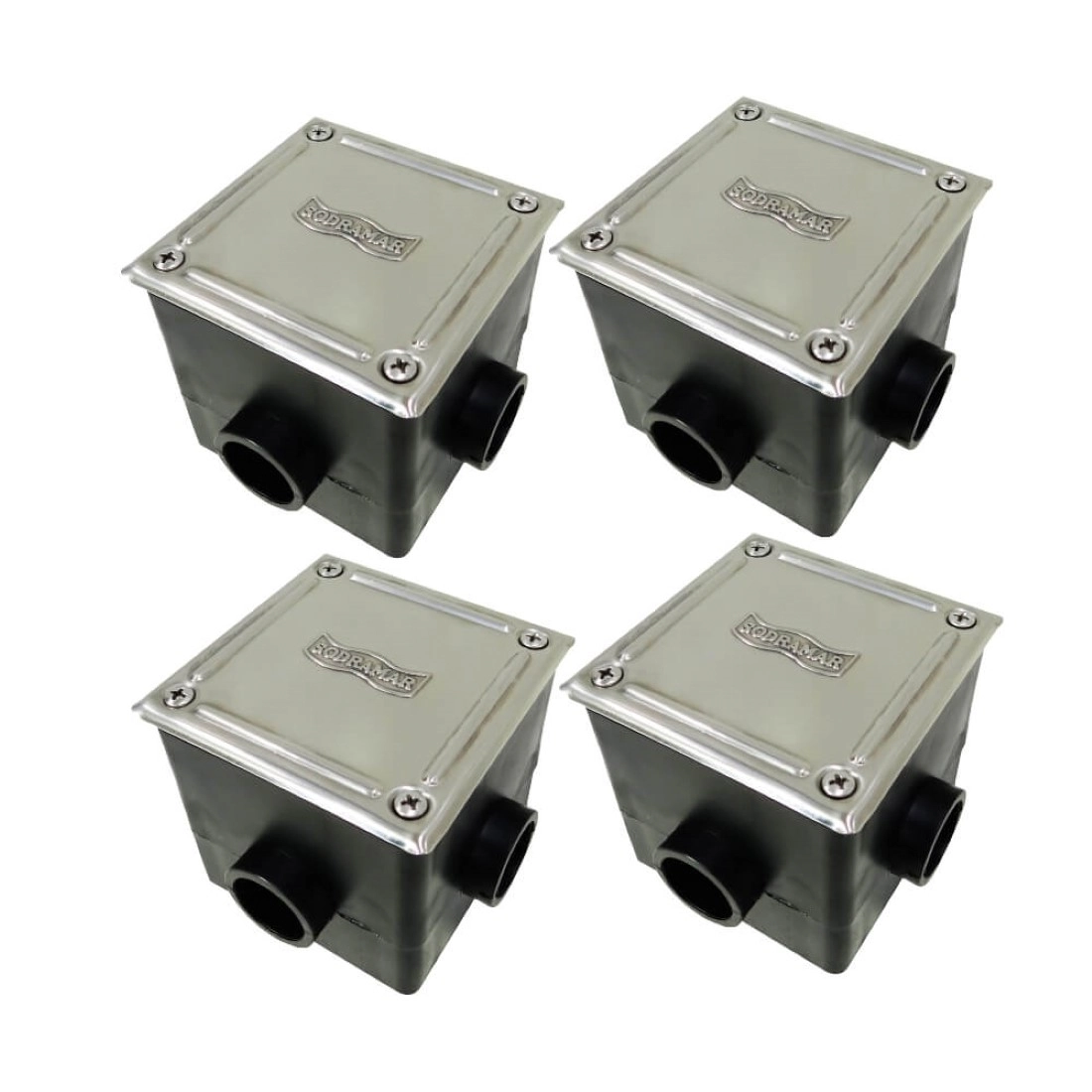 Kit 4 Caixa De Passagem Led Piscina Tampa Inox - Sodramar