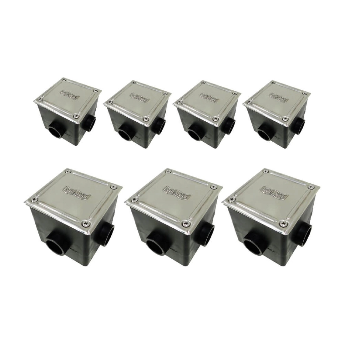 Kit 7 Caixa De Passagem Led Piscina Tampa Inox - Sodramar