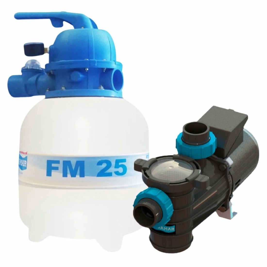 Filtro Piscina Fm25 E Bomba 1/4cv Bmp25 Sodramar - Até 19.000 L