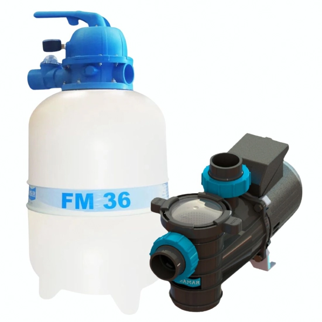 Filtro Piscina Fm36 E Bomba 1/3cv Bmp33 Sodramar - Até 40.000 L