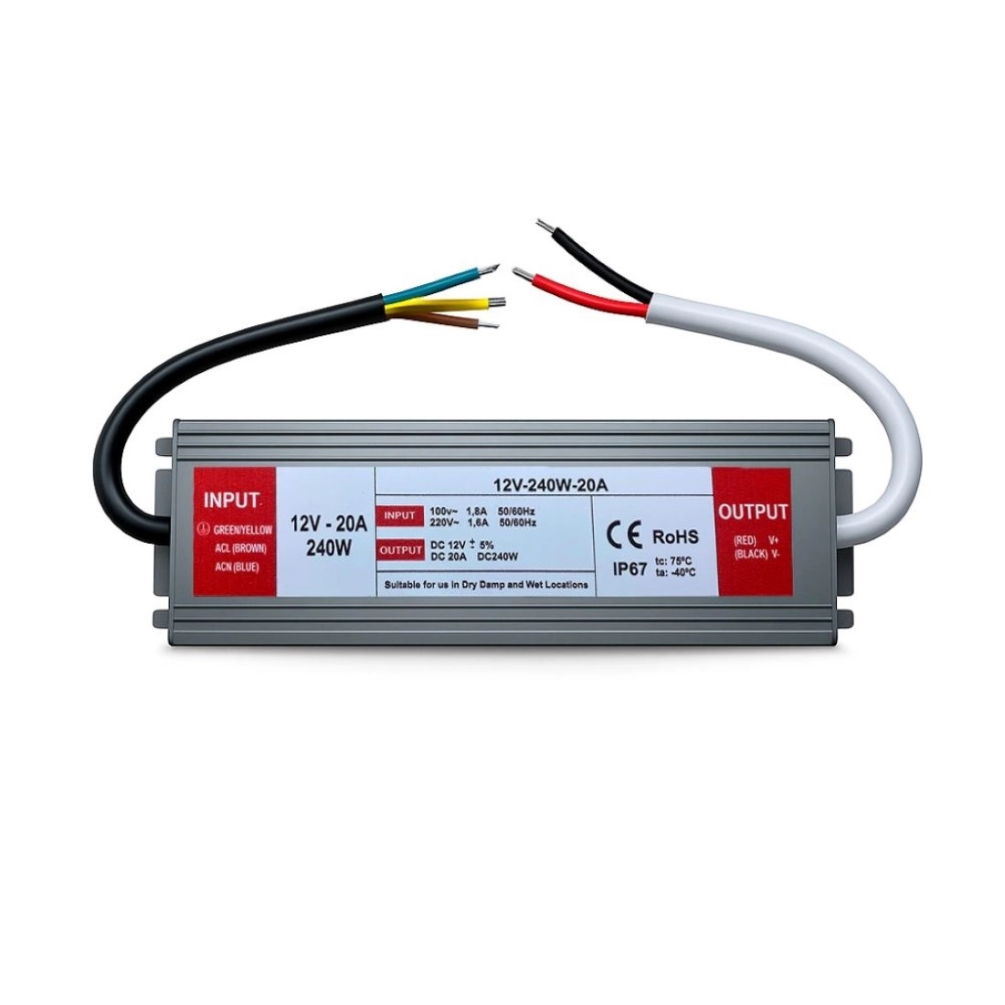 Fonte Elétrica Blindada A Prova De Água Ip67 20a 240w Bilvot