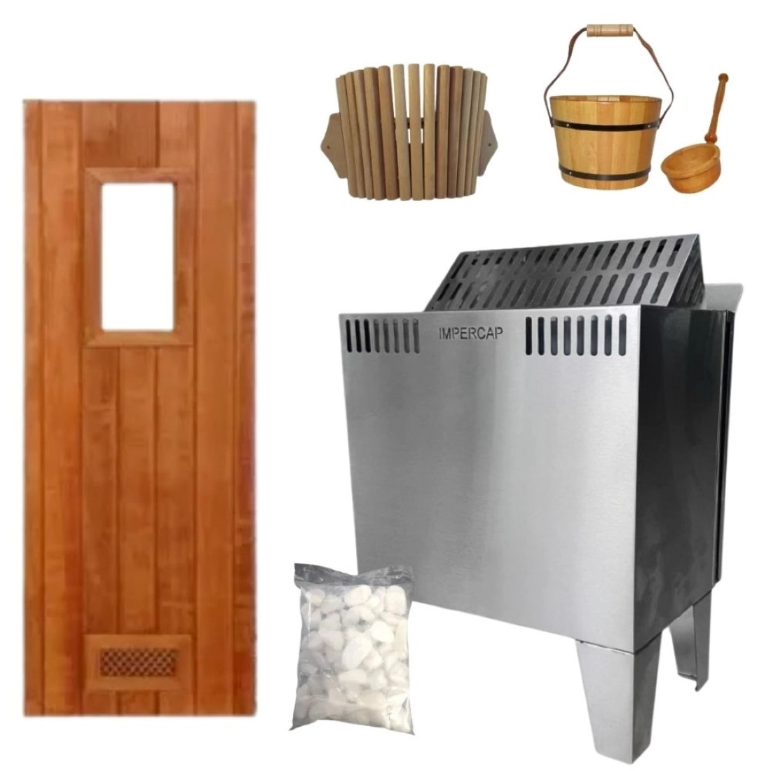 Kit Completo Sauna Seca Elétrica 12kw Impercap - Até 30m³ - 220v Bifásico