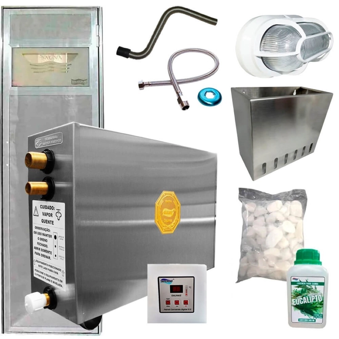 Sauna Vapor 9kw + Kit Completo C/ Porta Até 12 5m³ Impercap - 220v Bifásico