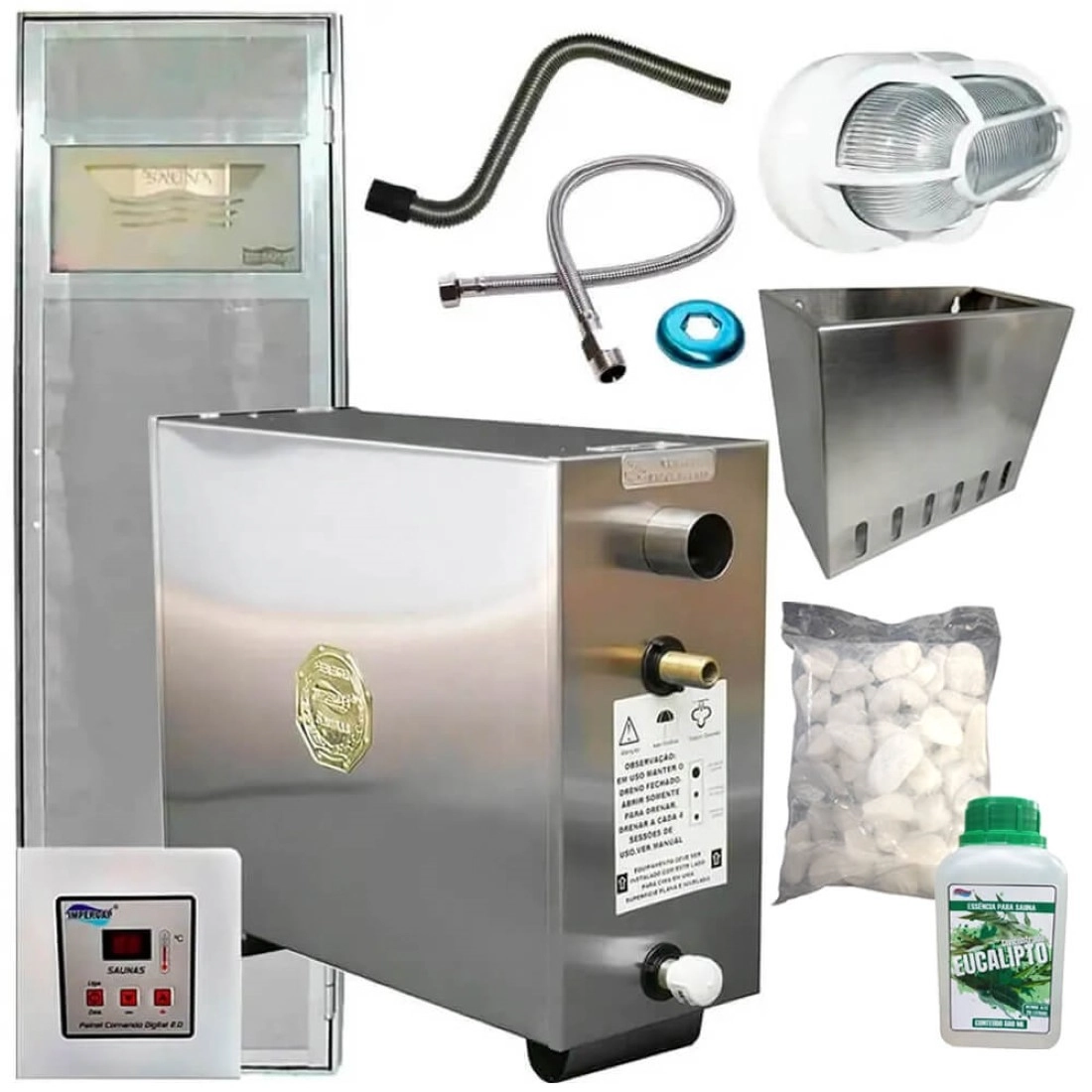 Kit Sauna Vapor 15kw Completo Impercap - 24m³ - 220v Trifásico