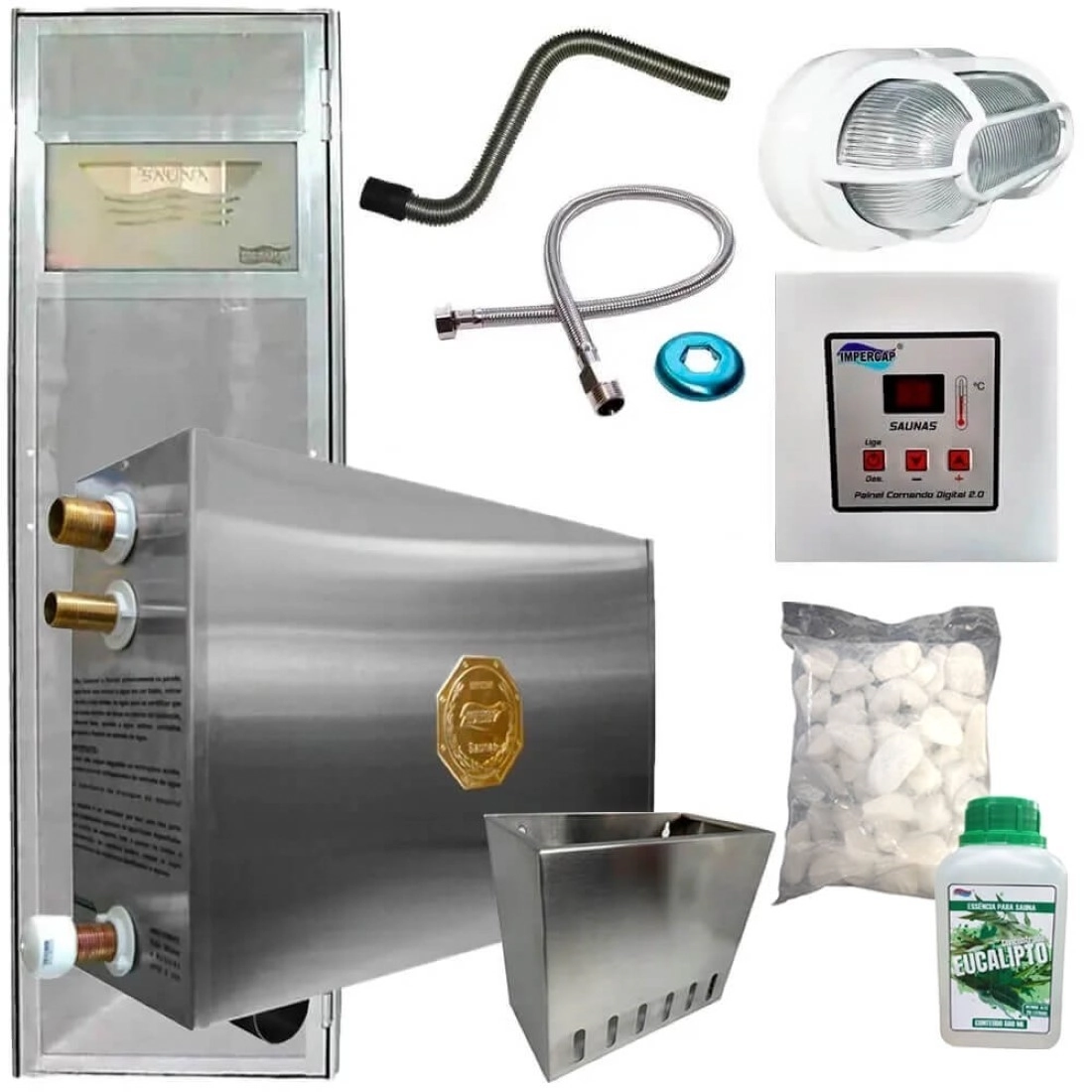 Sauna Vapor 18kw + Kit Completo C/ Porta Até 32m³ Impercap - 220v Trifásico