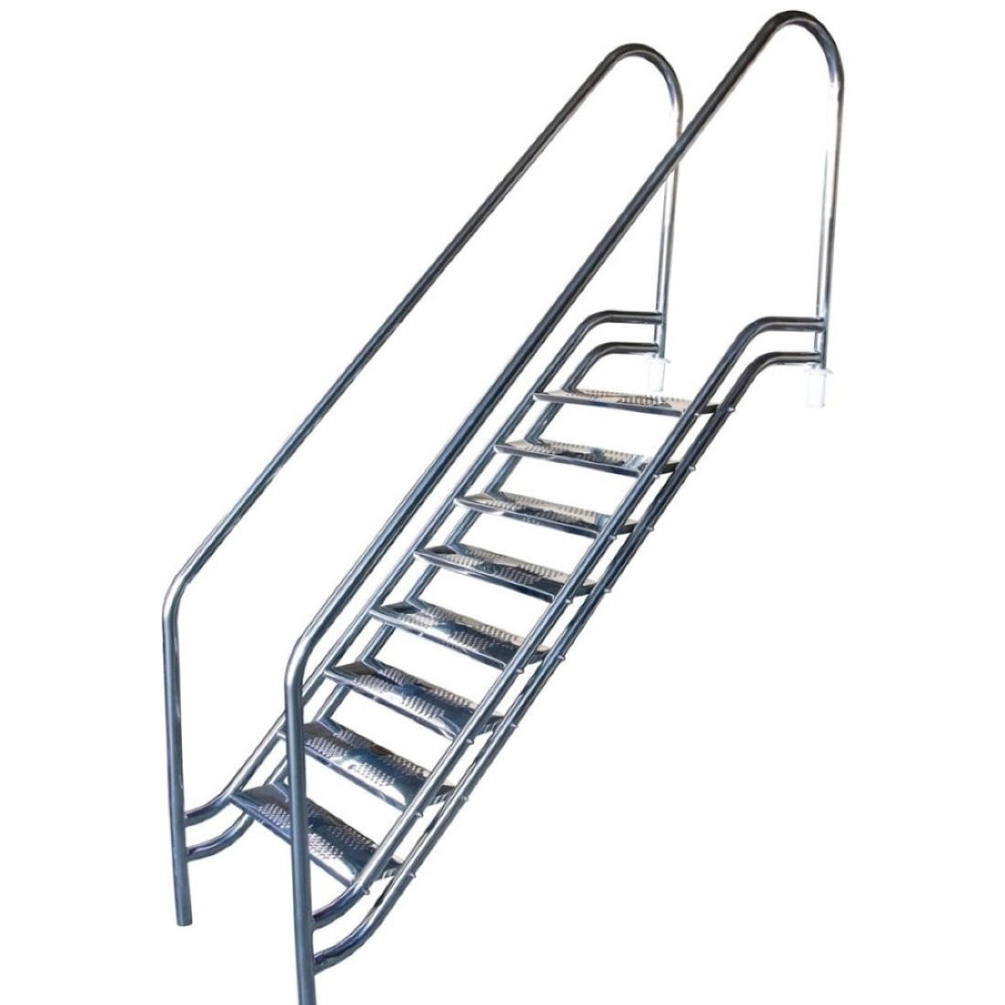 Escada Parisiense Inox 316 De 1m A 1.5m Até 8 Degraus - Profund. 1 5m (8 Degraus) - Inox 316