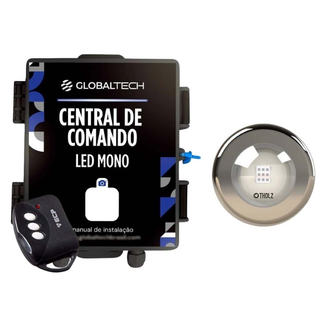Kit 1 Led Mono 10w Inox Piscina Tholz + Central Globaltech - Branco