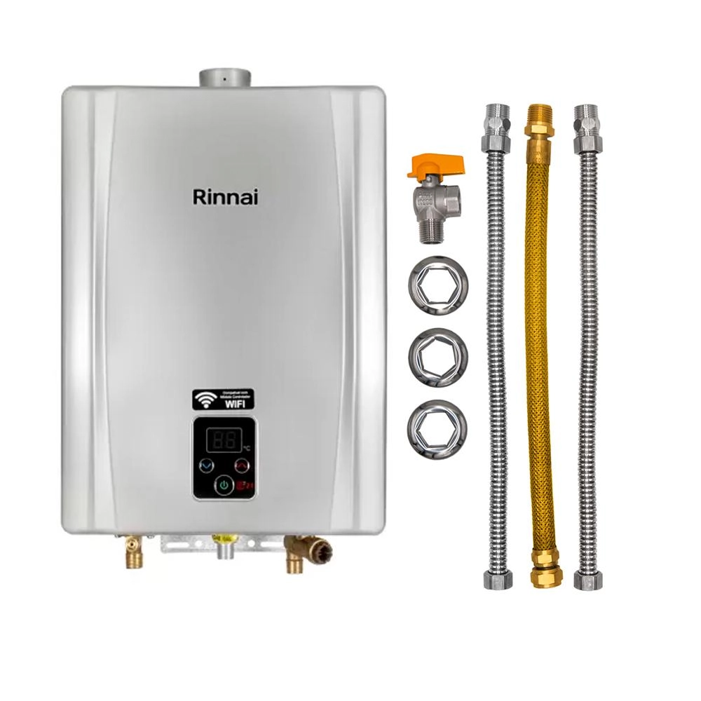 Kit - Aquecedor Rinnai 21 Litros - Prata - E21 Feh - Glp (digital)