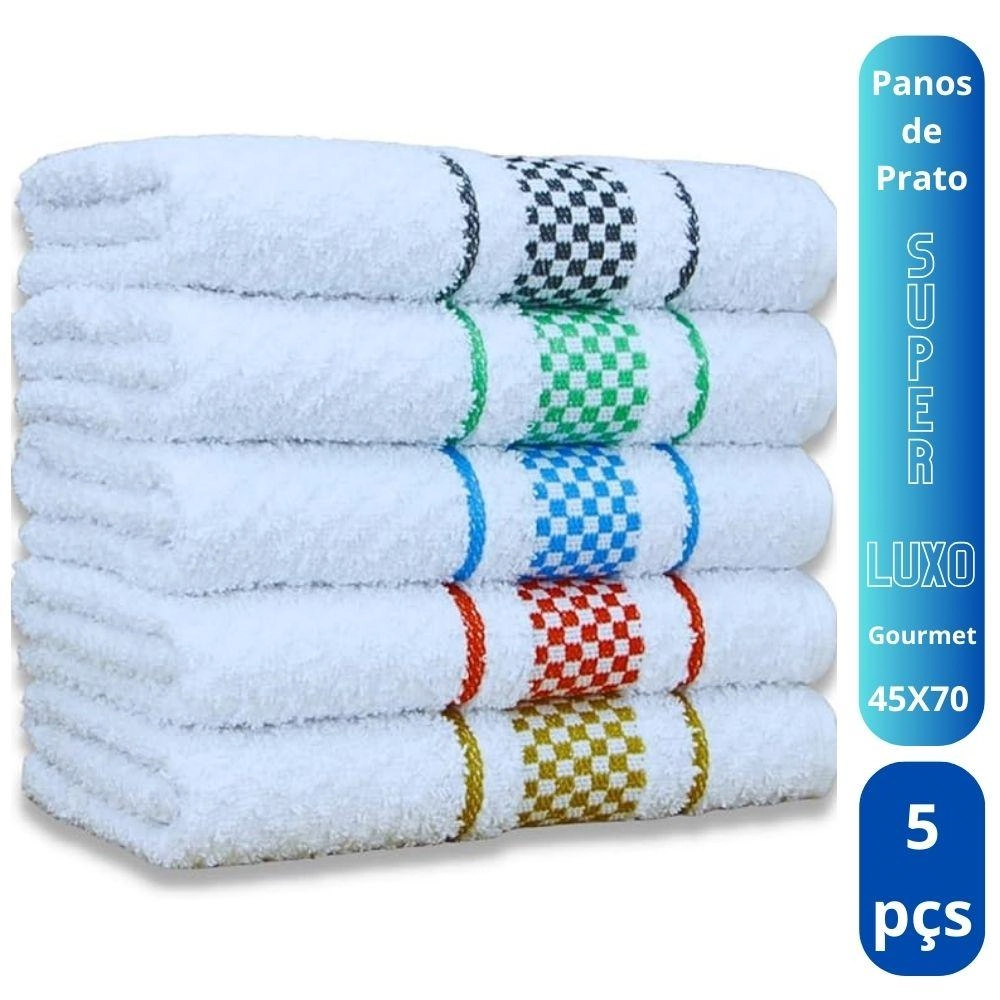 Kit 5 Panos De Prato Super Luxo Atoalhado Premium Gourmet Beka