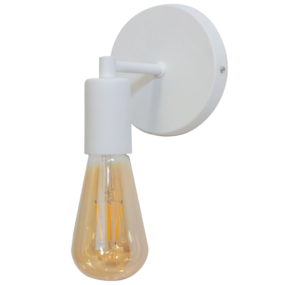 Arandela Retrô Industrial Branco + Lâmpada Led St64