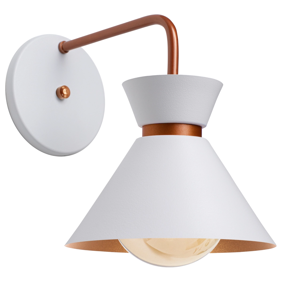 Arandela Parede Berlin 15cm Branco C/ Cobre + Led G95 Retrô