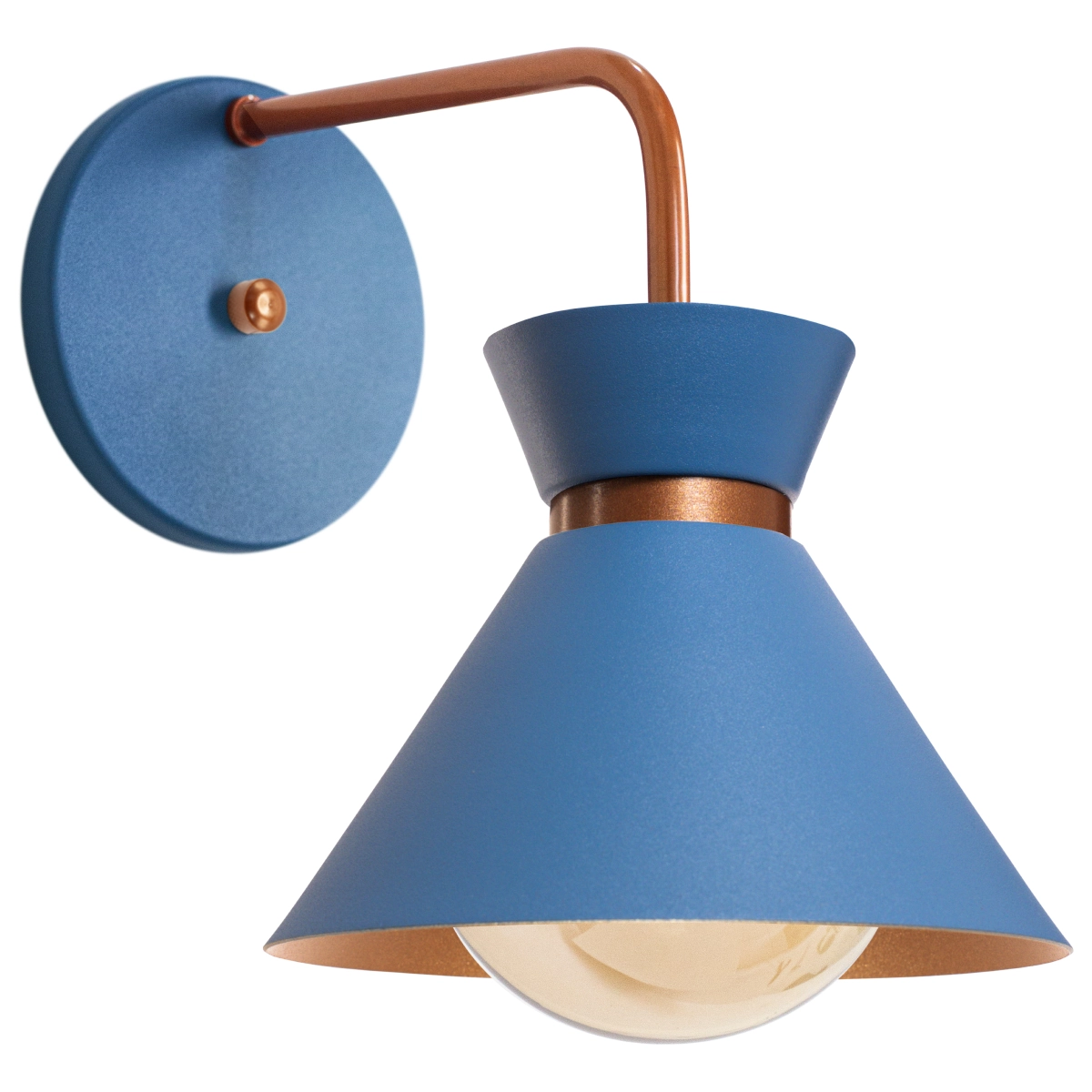 Arandela Parede Berlin 15cm Azul C/ Cobre + Led G95 Retrô