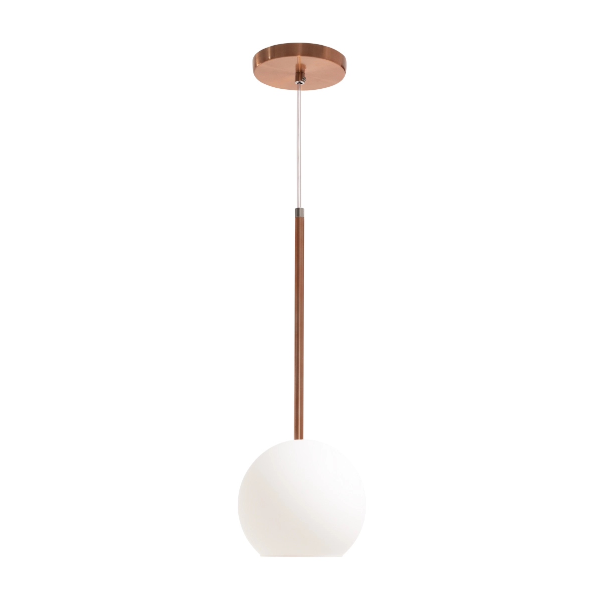 Pendente Lux Cobre Rose Gold Globo Vidro Branco + Led