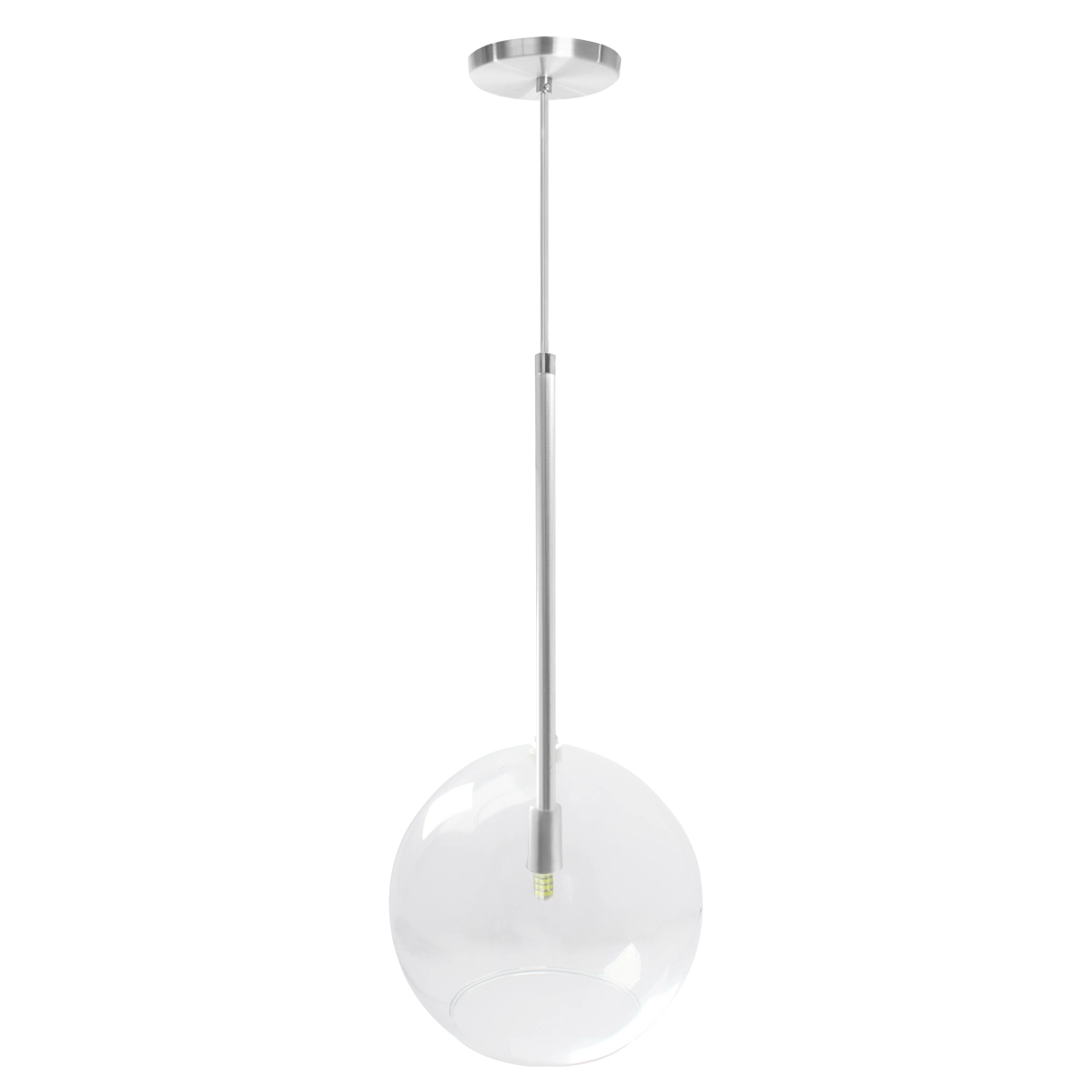 Pendente Lux Escovado Globo Vidro Cristal 25cm + Led