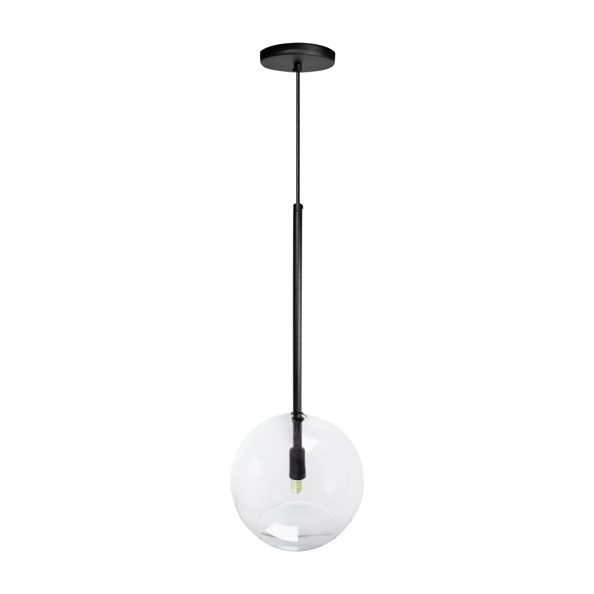 Pendente Lux Preto Globo Vidro Cristal 20cm + Led