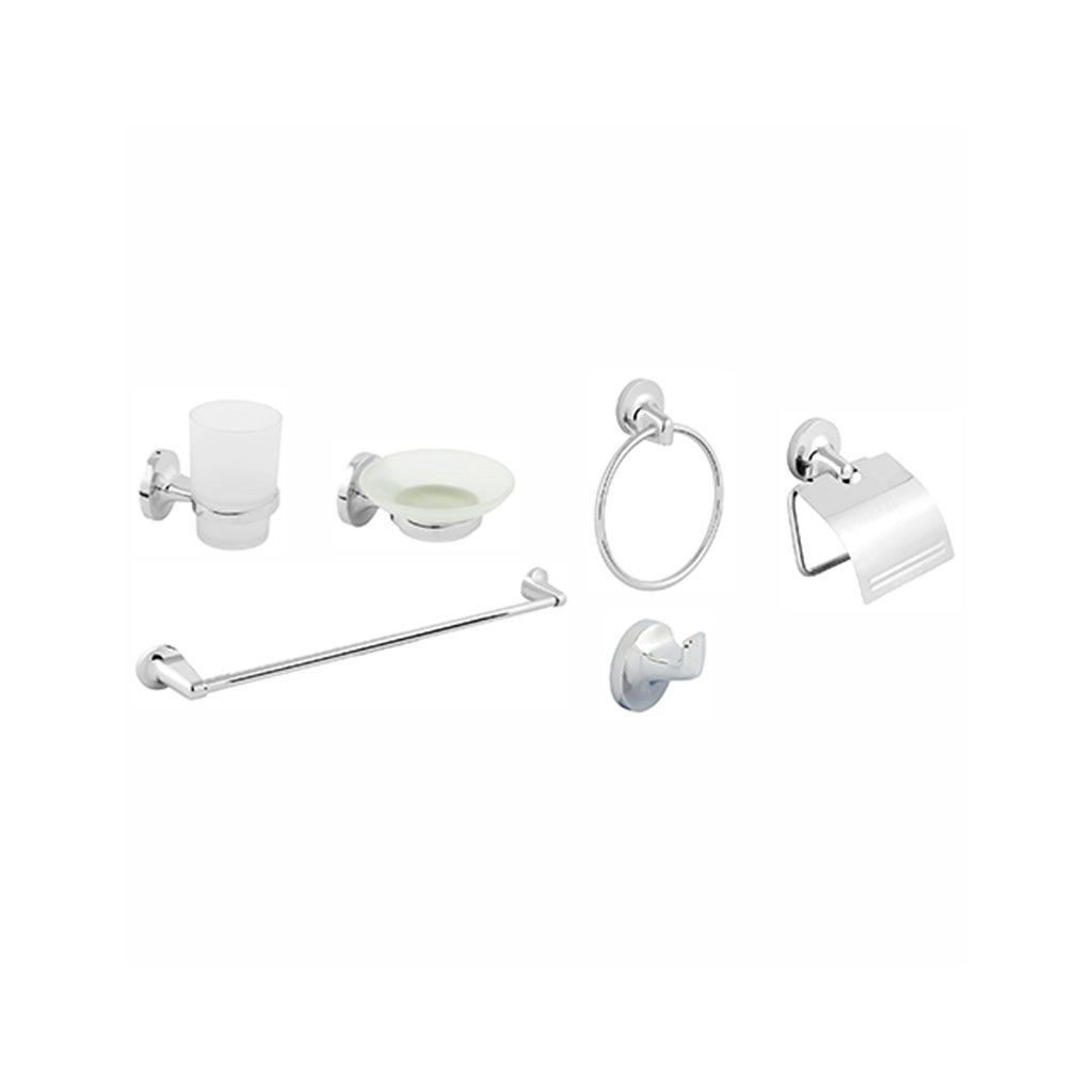 Kit De Acessórios Luxo 6 Peças Para Banheiro Em Aço Inox