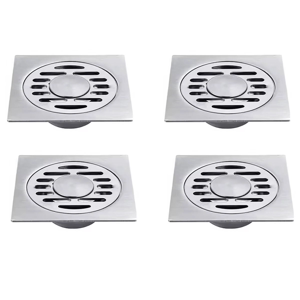 Ralo Aço Inox 10x10 Banheiro Lavabo Kit 4 Unidades Higienico Resistente Seguro