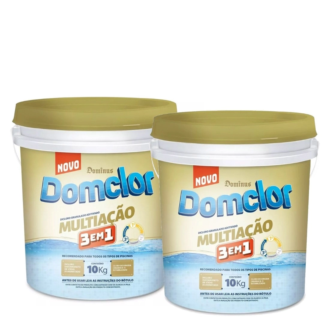 Kit 2 Cloro Piscina Multiação 3 Em 1 - 10kg - Domclor