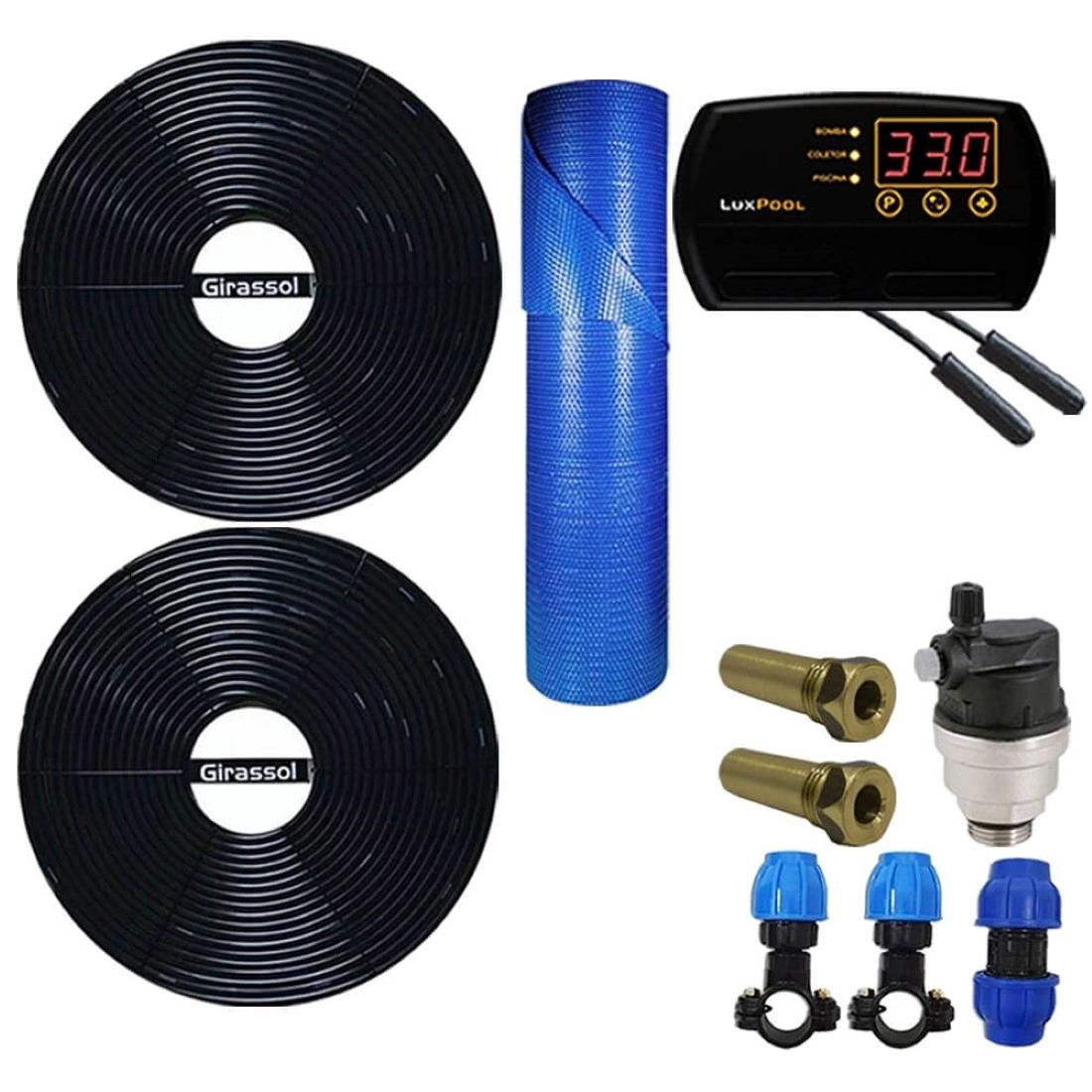 Kit Aquecedor Solar Piscina Girassol Até 8.000 L + Capa