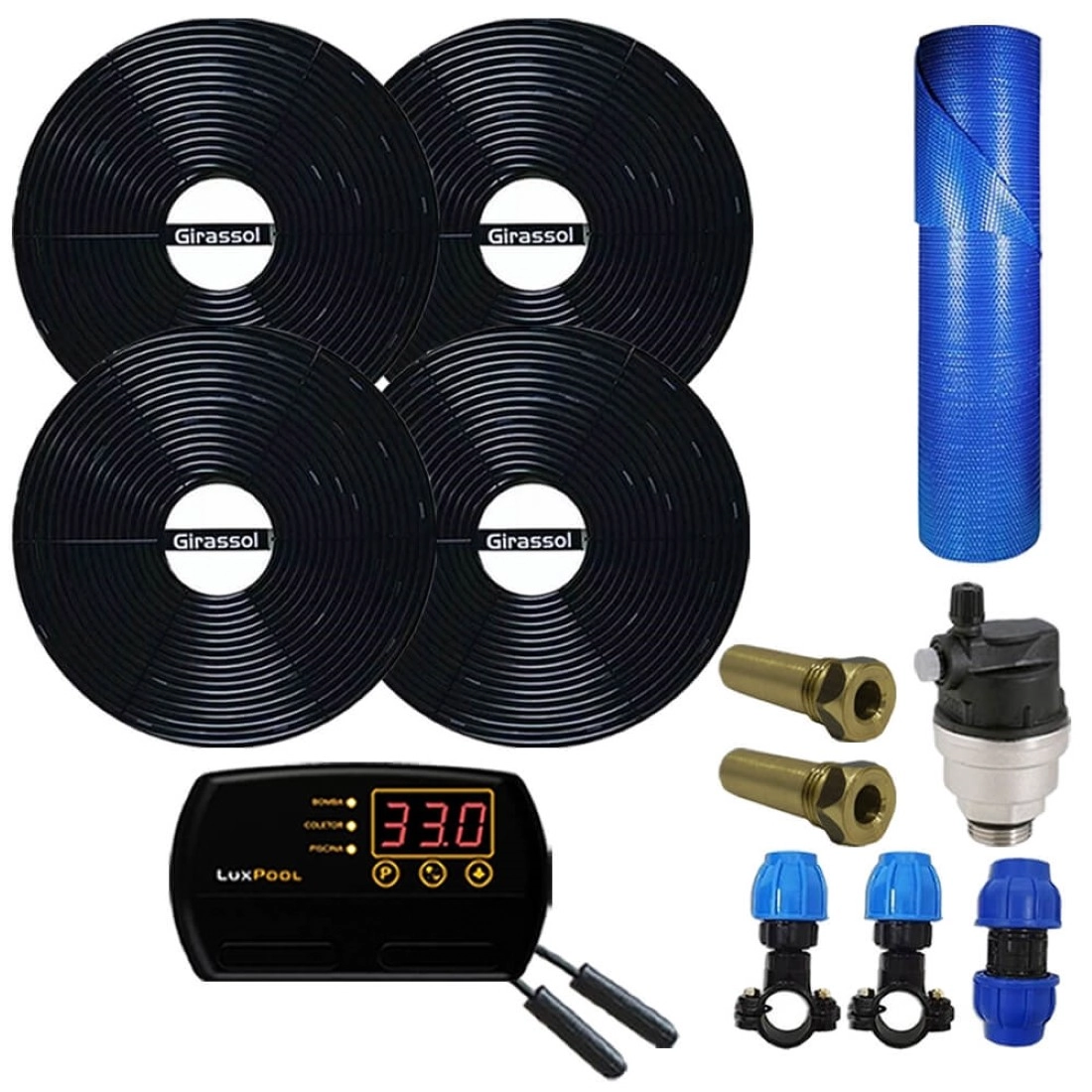 Kit Aquecedor Solar Piscina Girassol Até 16.000 L + Capa