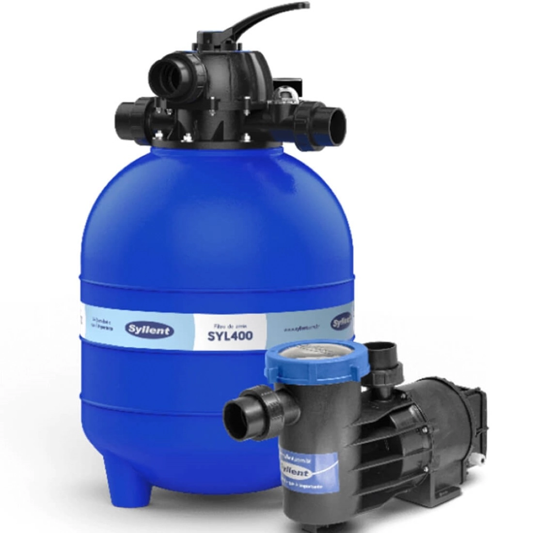 Filtro Piscina Syl400 + Bomba 1/2cv Syllent Até 47.000 L