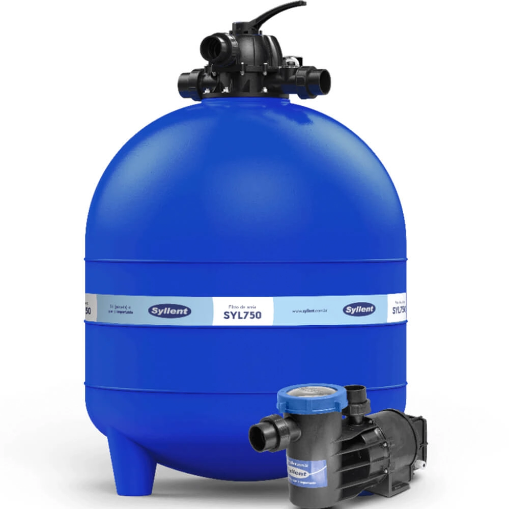 Filtro Piscina Syl750 + Bomba 1 5cv Syllent Até 126.000 L