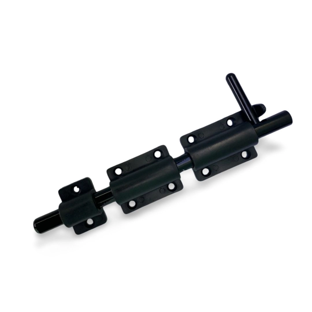 Fecho Ferrolho Porta Portao Buzio C/furo P/cadeado Aluminio Preto 20cm/200mm