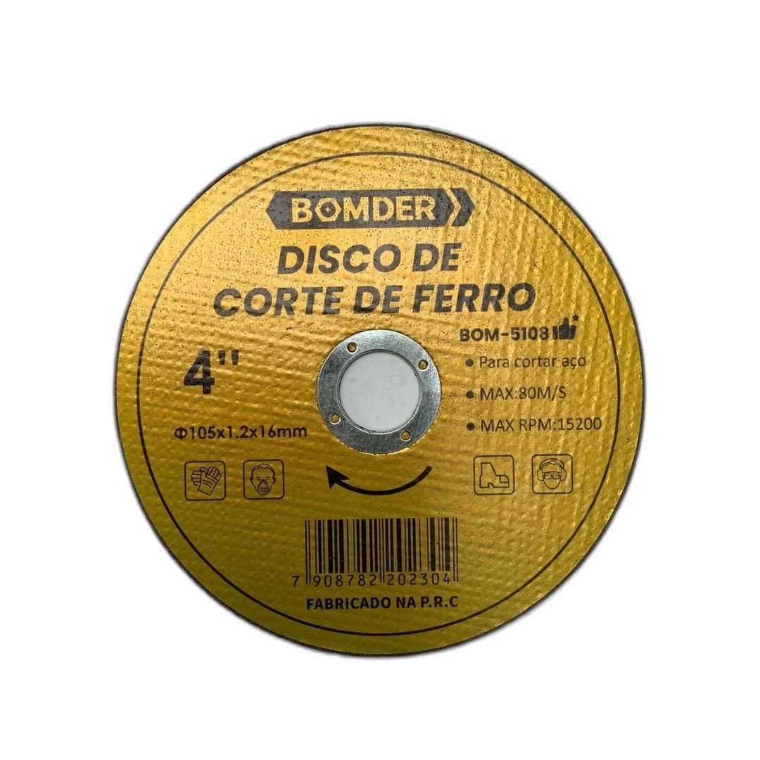 Disco De Corte Ferro Aço Inox 4" Pol Furo 16mm Bomber Bom-5108 Kit C/10 Un