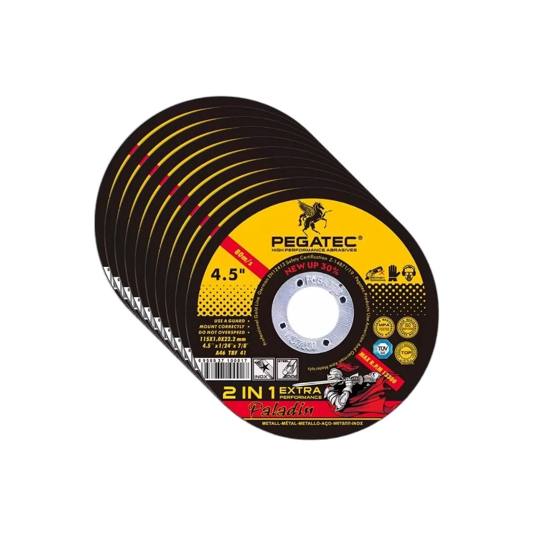 Disco Corte Fino 4 1/2 115x1.0x22,2mm Inox / Ferro Pegatec Kit C/10 Un