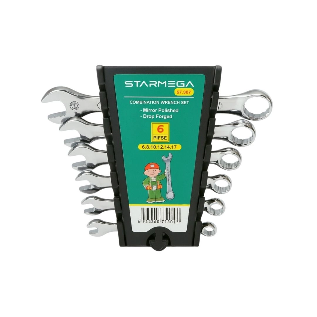 Kit Chave Combinada 6 Peças Boca E Estrela 6mm À 17mm Manutencao Oficina Starmega