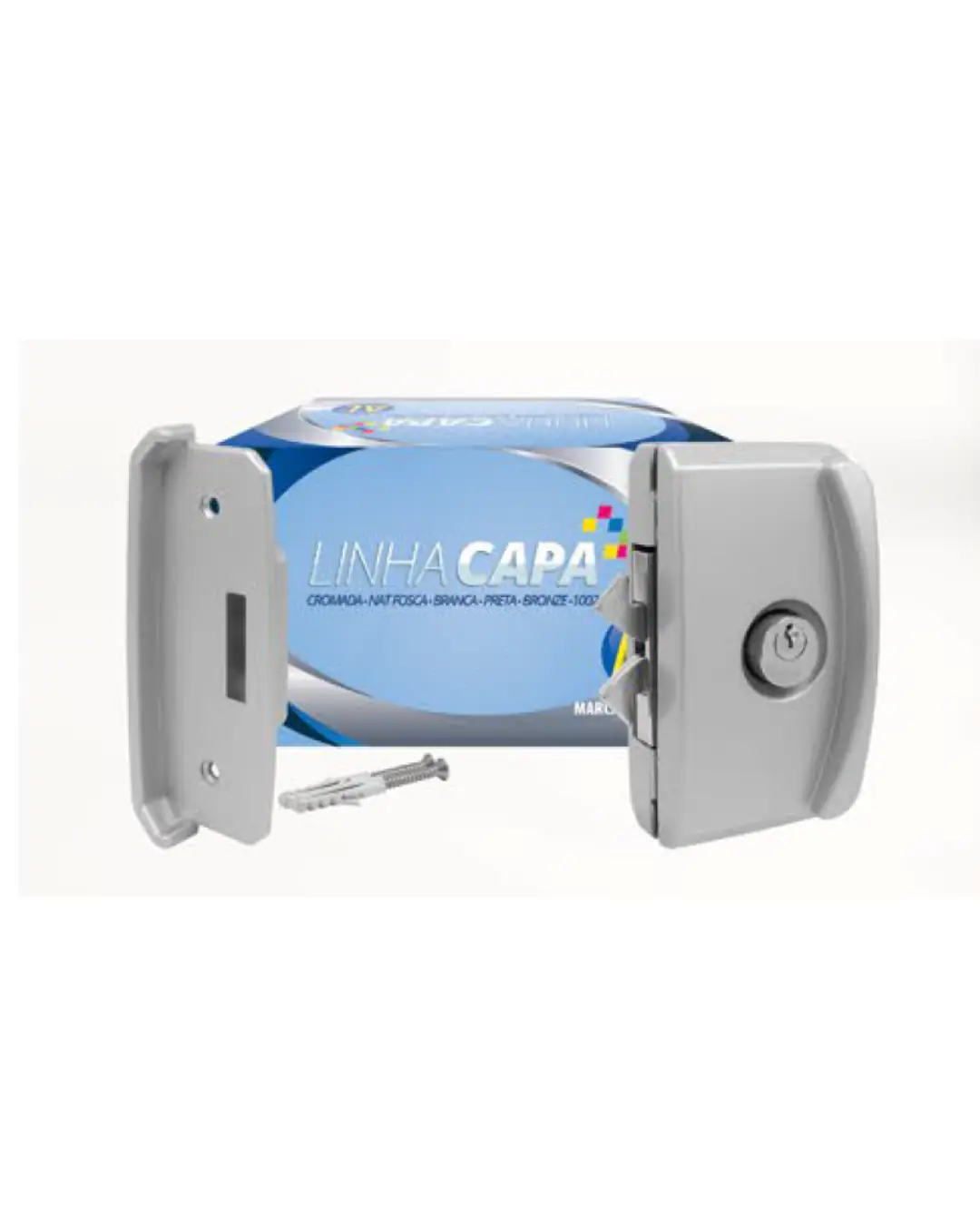 Fechadura Porta Janela Vidro Alvenaria Temperado Blindex Kit-12 2 Chaves Branco Linha Capa AL