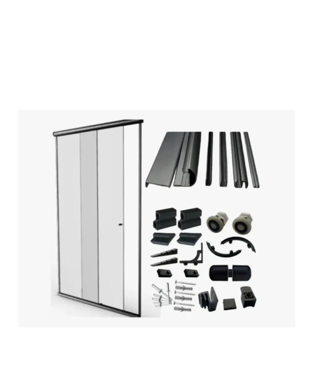 Kit Box Banheiro Padrao F1 2 Folhas Fixa/correr 1,90a X 1,80l Preto Vcb-f1b-180 Pto