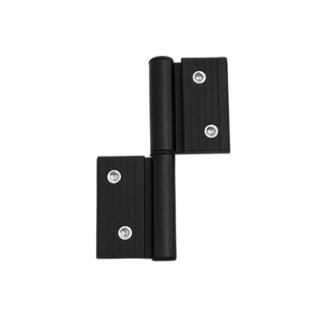 Dobradiça Encaixe Linha 30 Dupla Sd-323 Porta Giro Abrir Aluminio Preto Gm