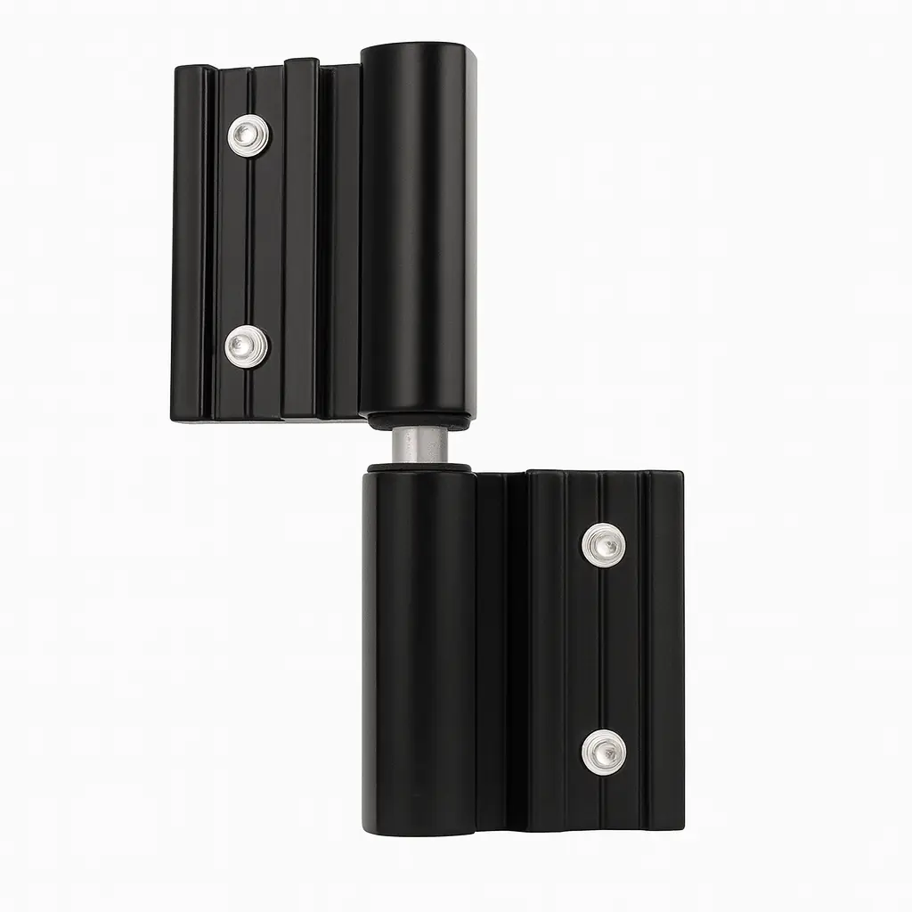 Dobradiça Encaixe Aluminio Porta Linha 25 Abas Desiguais C/desvio Preta Dob-692 Alumifix