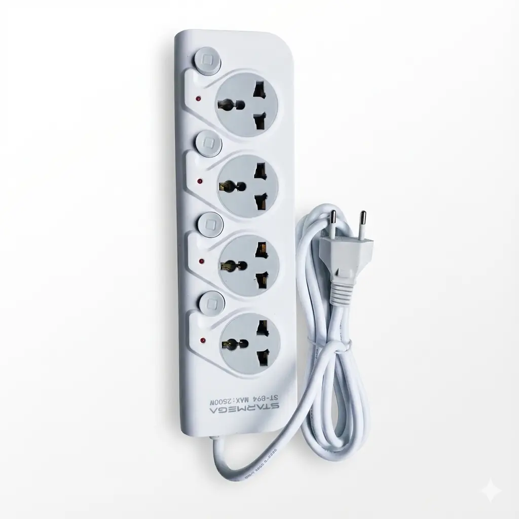 Extensao Eletrica Filtro Linha 4 Tomadas Universais C/interruptores Cabo 2m St-894 Casa Escritorio