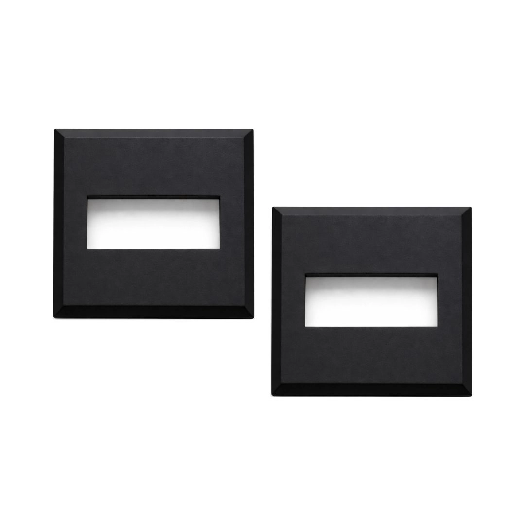 Canopla Nylon Acabamento Tubo Corrimão Guarda Corpo Retangular 50x20mm 2x3/4 Pol Preta Kit 2/un