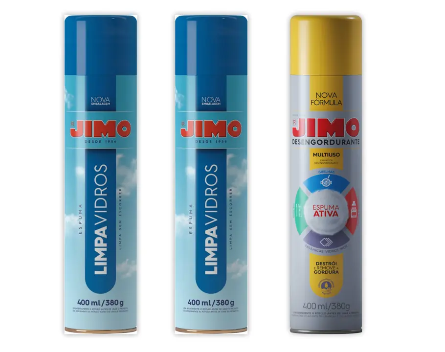 Kit Jimo 2 Limpa Vidros 400ml + 1 Jimo Desengordurante 400ml