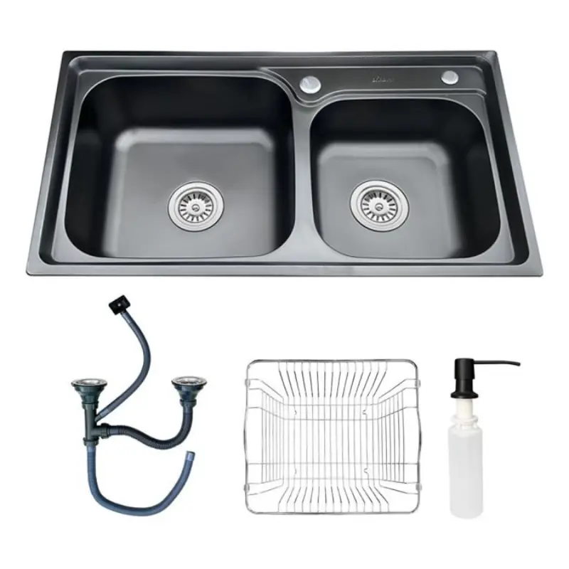 Cuba Dupla Gourmet Pia Cozinha Inox Preto Acessório Brinovar