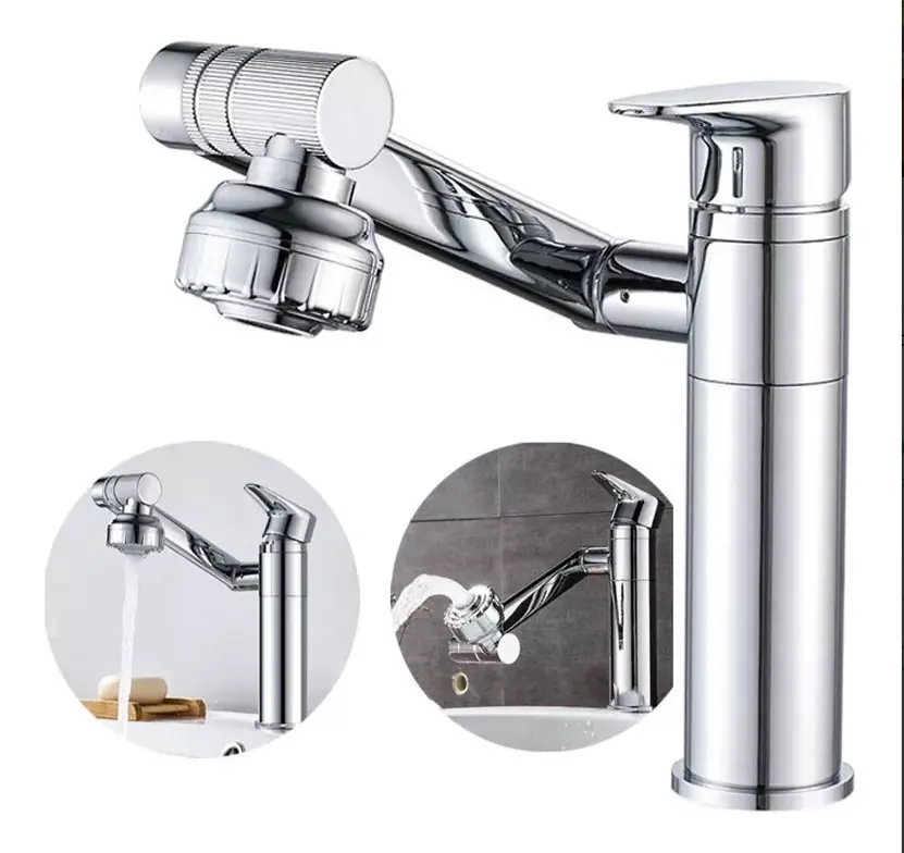 Torneira Banheiro Rotativa 360 Monocomando Lavabo Luxo Prata