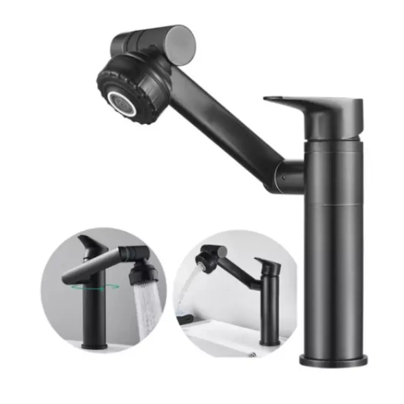 Torneira Lavabo Banheiro Monocomando Luxo 360 Rotativa Preta