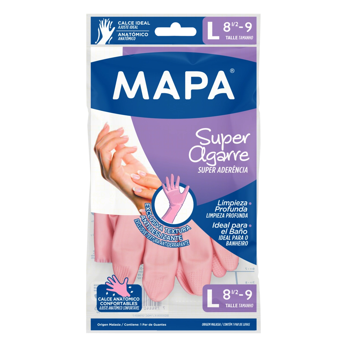 Luva Multiuso Rosa Super Agarre Mapa G
