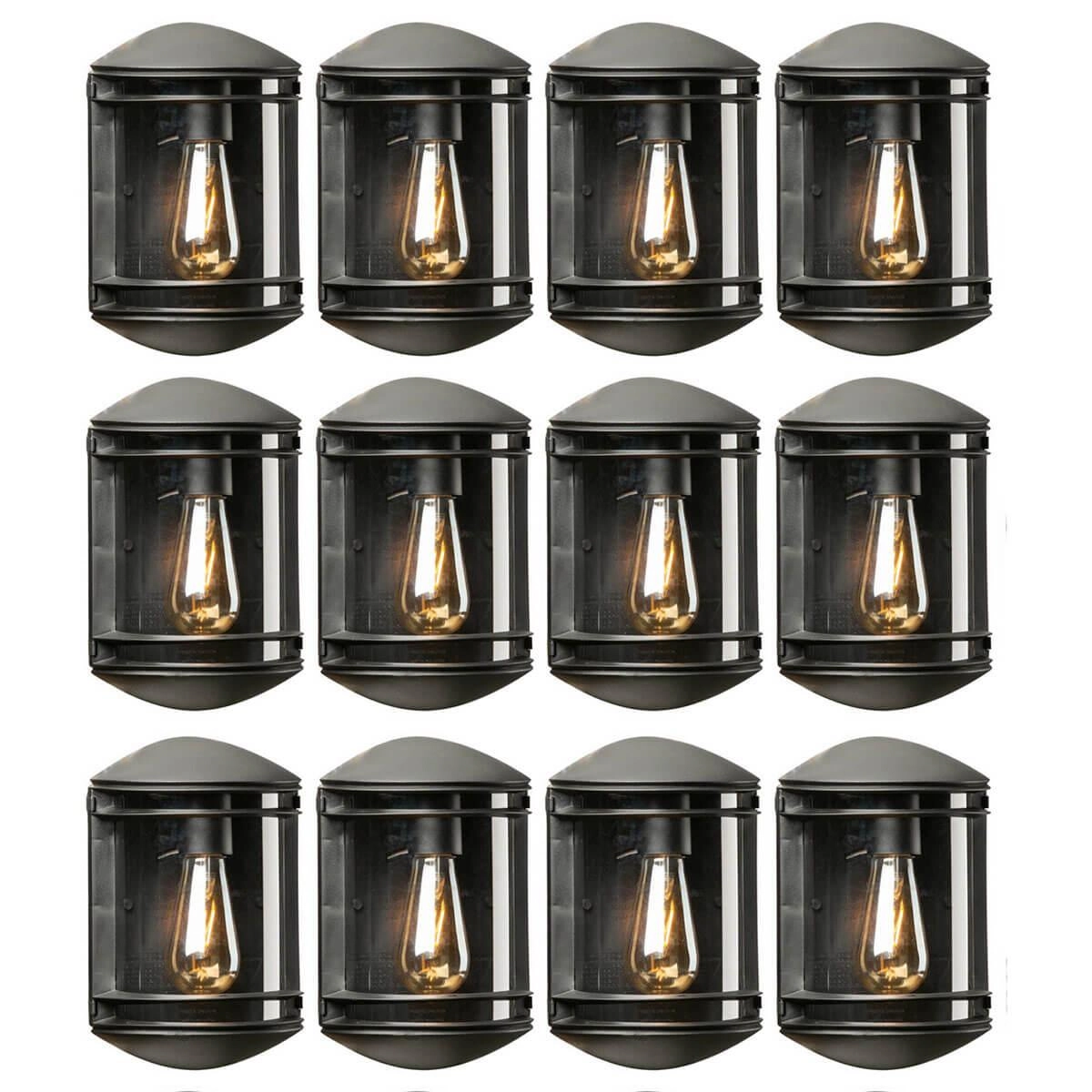 12 Arandelas Elegance Pretas Bivolt 19x25cm Luminárias Parede Dital Lente Transparente