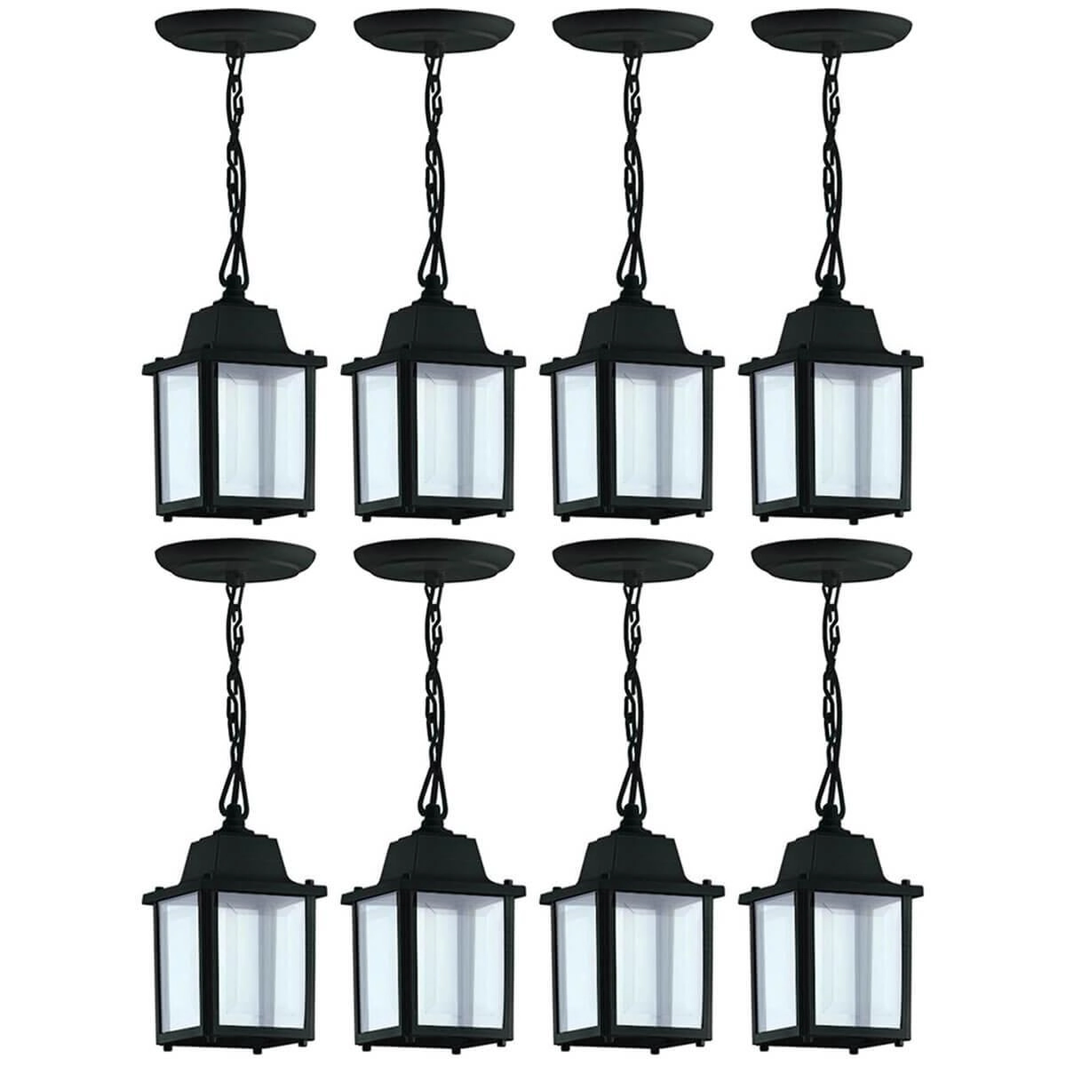 Conjunto 8 Pendentes 37cm Luminárias Pretas De Teto Vintage Interno Externo Bivolt Dital