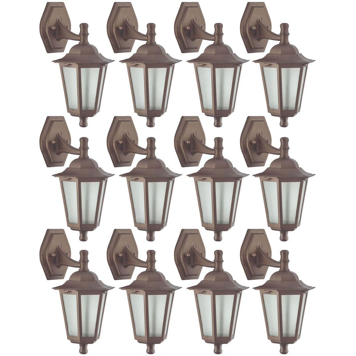 Kit 12 Arandelas Gregas Marrom Bivolt Luminárias De Parede Coloniais Jardim Pátio Dital