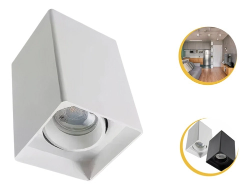 Kit 16 Spot De Sobrepor Quadrado C/16 Lâmpada Led Mr16 - Branco - Branco Frio