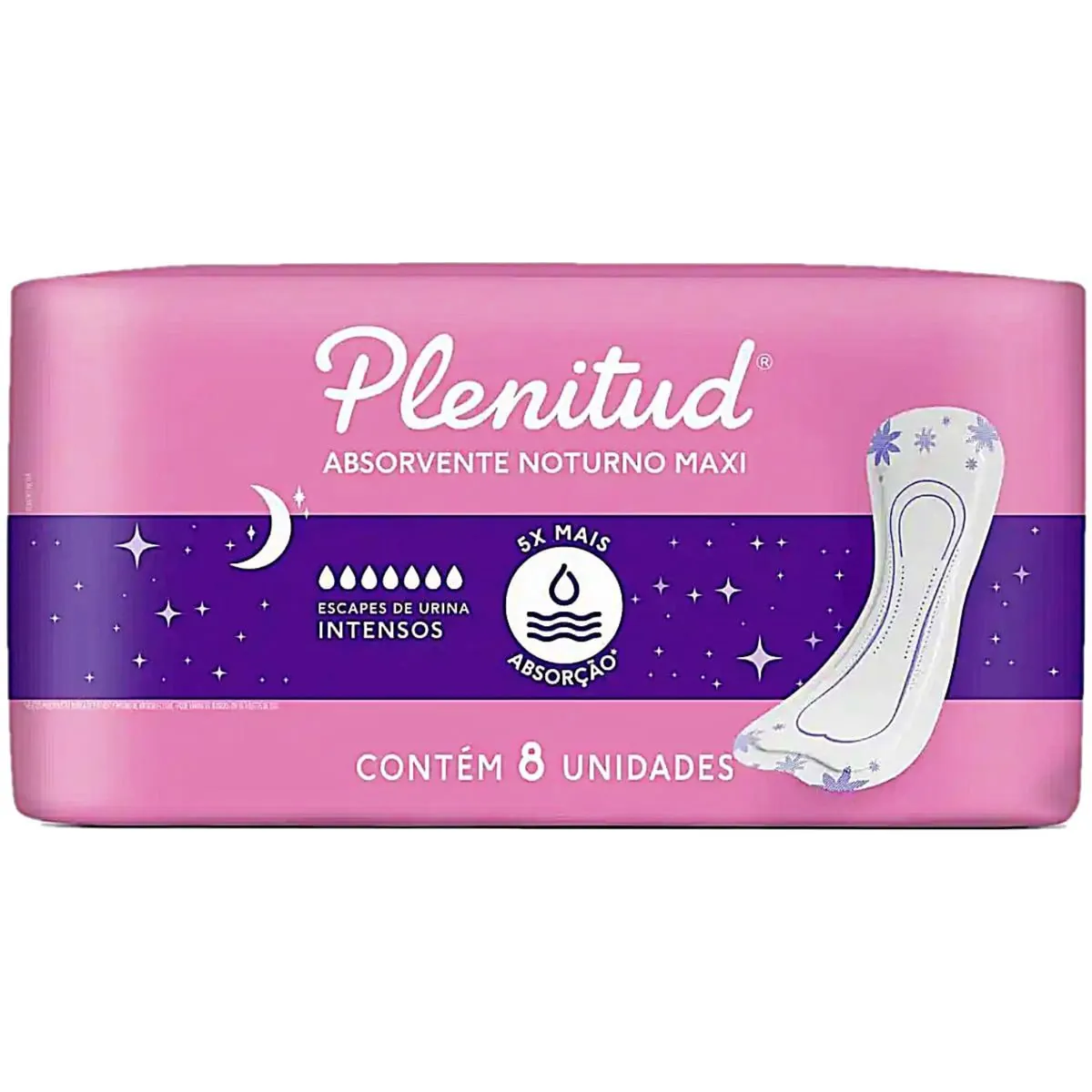 Absorvente Sem Abas Para Incontinência Urinária Plenitud Femme Noturno Pacote 8 Unidades