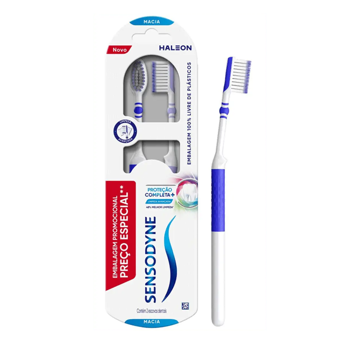Escova Dental Macia Sensodyne Haleon Proteção Completa 2 Unidades