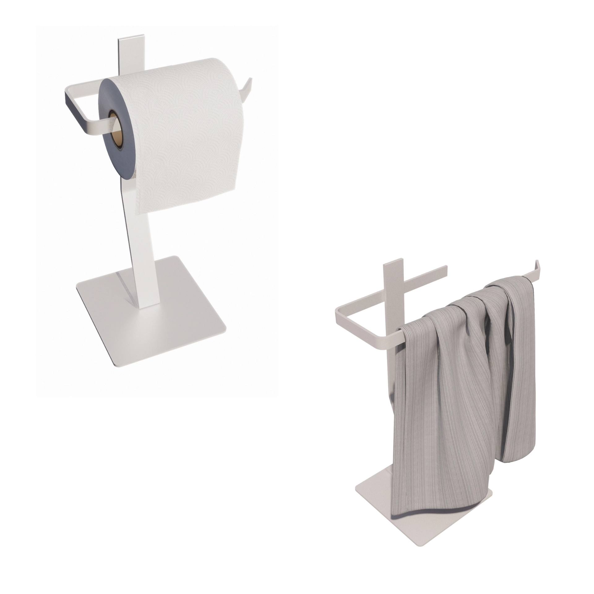 Kit Toalheiro Bancada E Porta Papel Higienico Chao Banheiro Branco